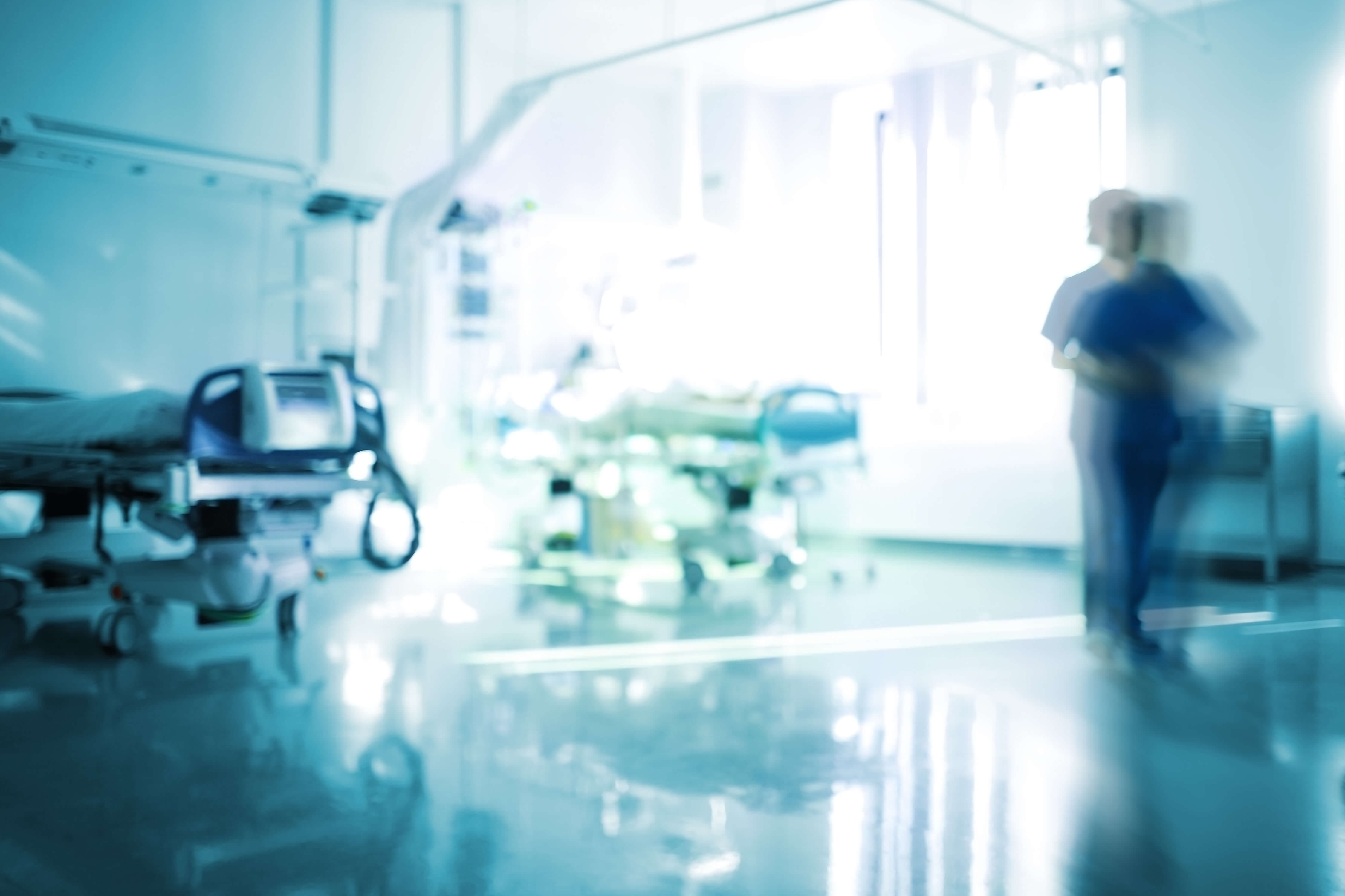 Blurred hospital room