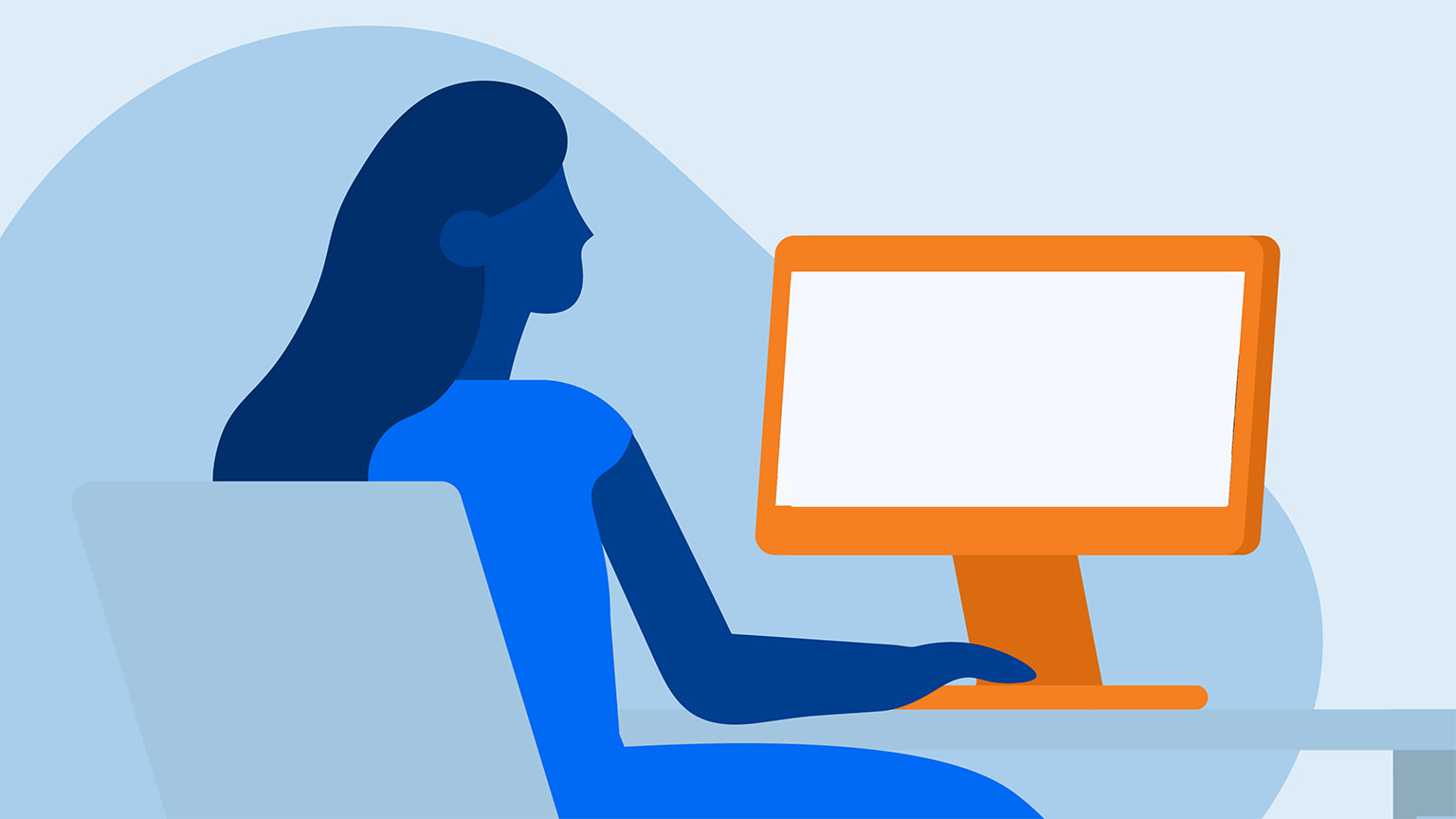 Lady at computer banner image