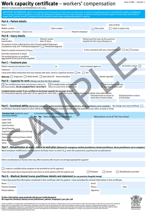 Sample Work Capacity Certificate